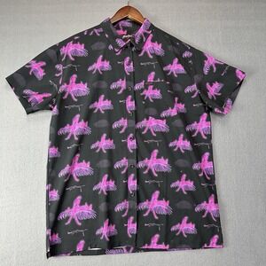 Retro Rifle Shirt Parrot Purple Pink Xl Extra large Hawaiian Short Sleeve Button